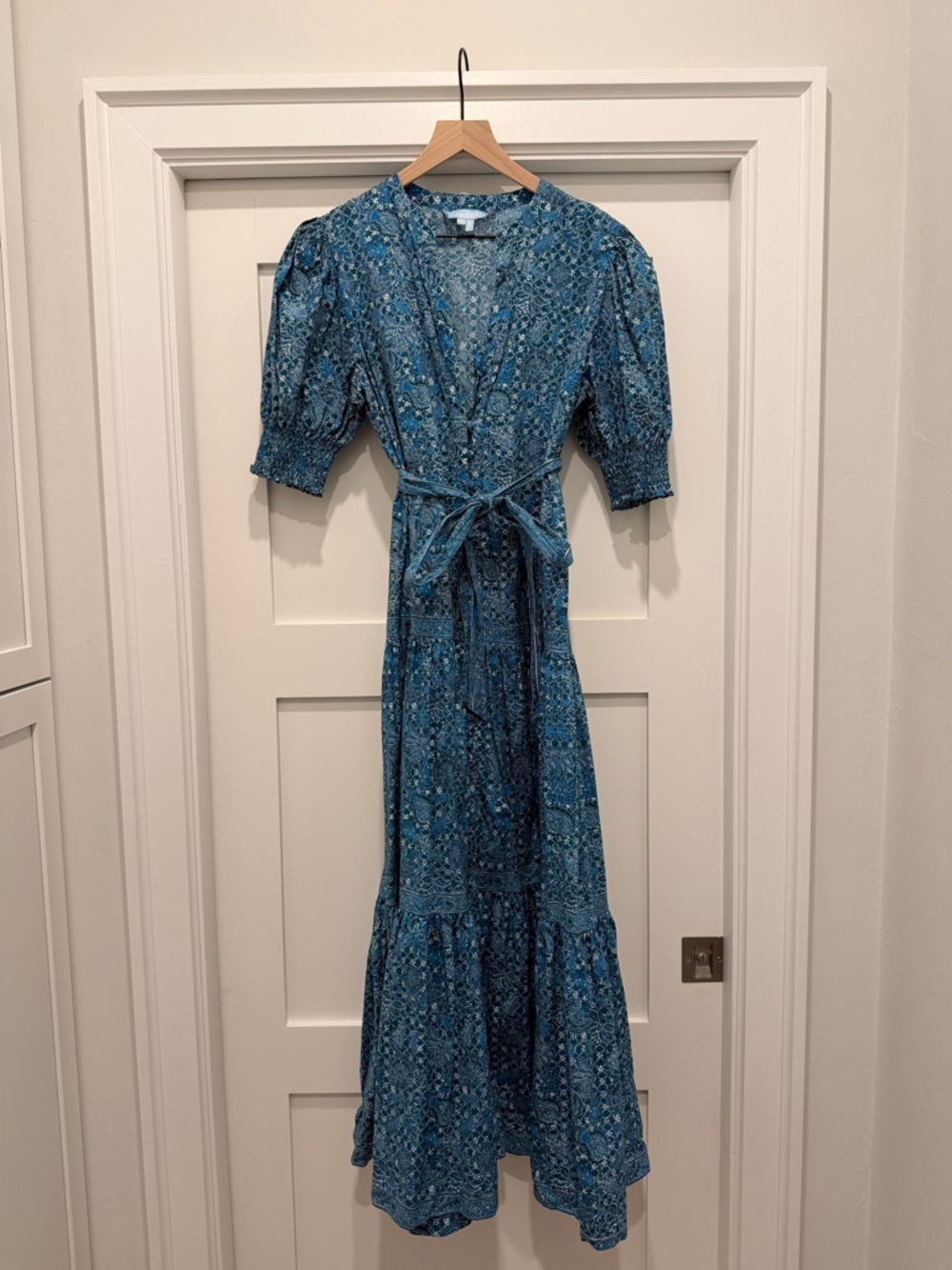 Hill House Blue Print Midi Wrap Dress